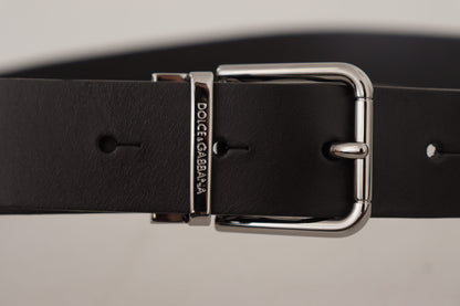 Dolce & Gabbana Elegant Black Leather Belt with Metal Buckle