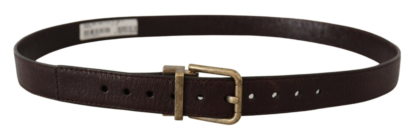 Dolce & Gabbana Elegant Leather Belt with Engraved Buckle