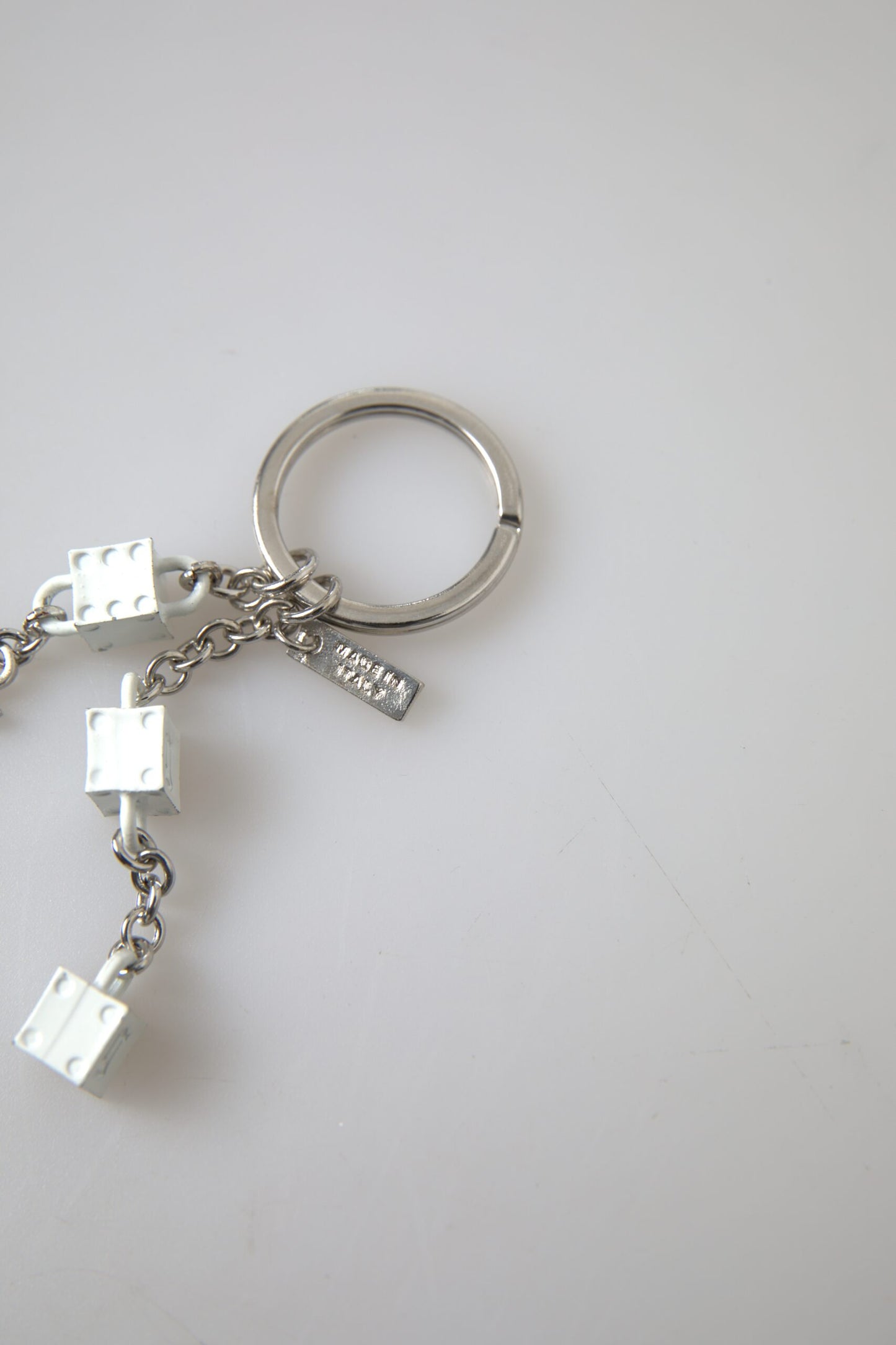 Dolce & Gabbana Silver Brass Logo Charm Keychain