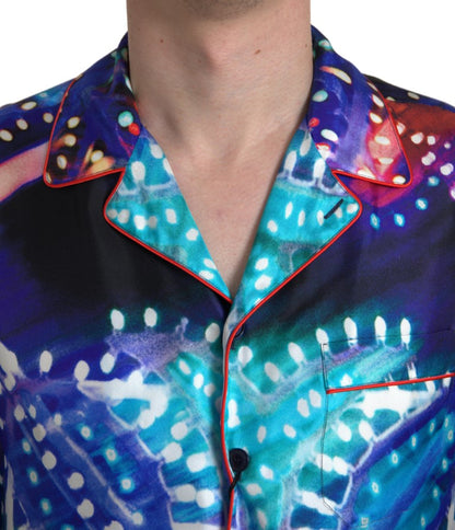 Dolce & Gabbana Psychedelic Print Silk Pajama Shirt