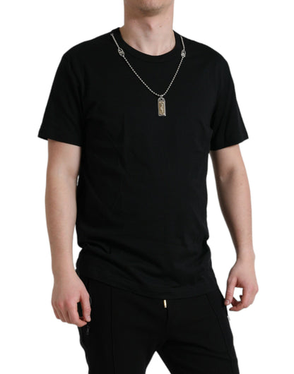 Dolce & Gabbana Sleek Cotton Round Neck T-Shirt with Chain Detail