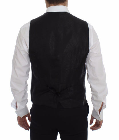 Dolce & Gabbana Elegant Black Striped Single Breasted Dress Vest