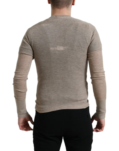 Dolce & Gabbana Elegant Beige Henley Cashmere Sweater