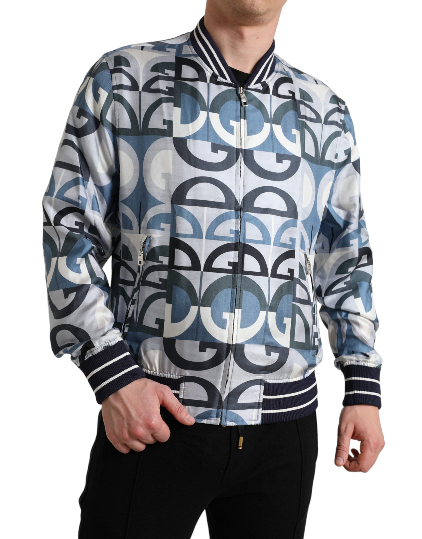 Dolce & Gabbana Multicolor Silk Bomber Jacket - Classic Elegance