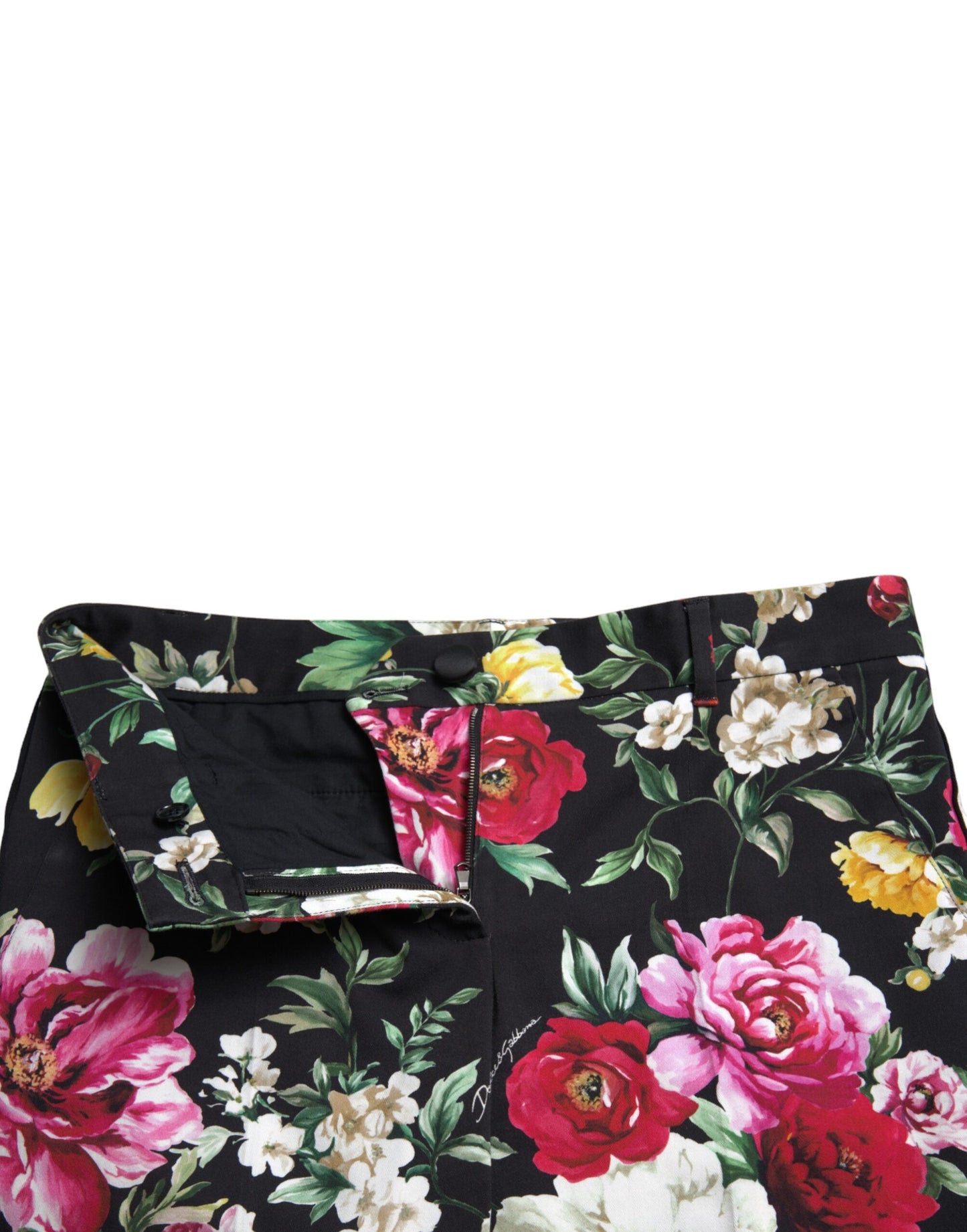 Dolce & Gabbana Elegant Floral Mid Waist Cropped Pants