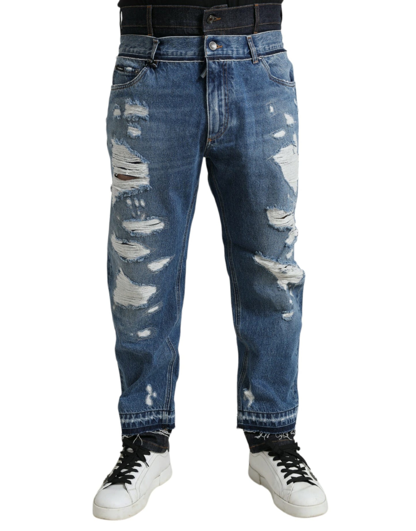 Dolce & Gabbana Chic Skinny Tattered Denim Jeans