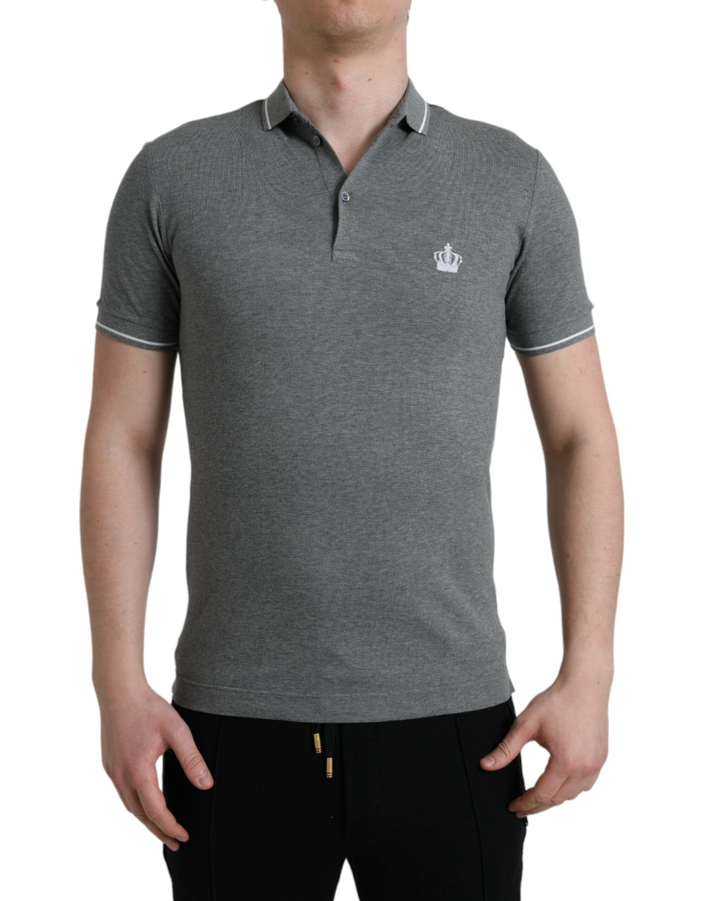 Dolce & Gabbana Elegant Grey Cotton Polo T-Shirt