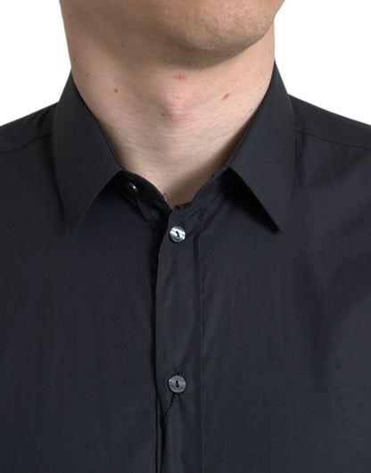 Dolce & Gabbana Elegant Navy Blue Slim Fit Dress Shirt