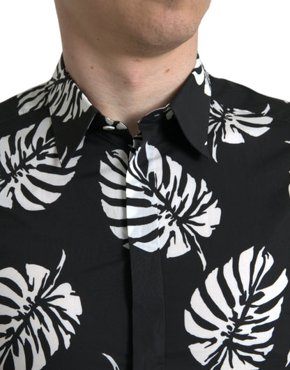 Dolce & Gabbana Elegant Leaf Print Slim Fit Dress Shirt