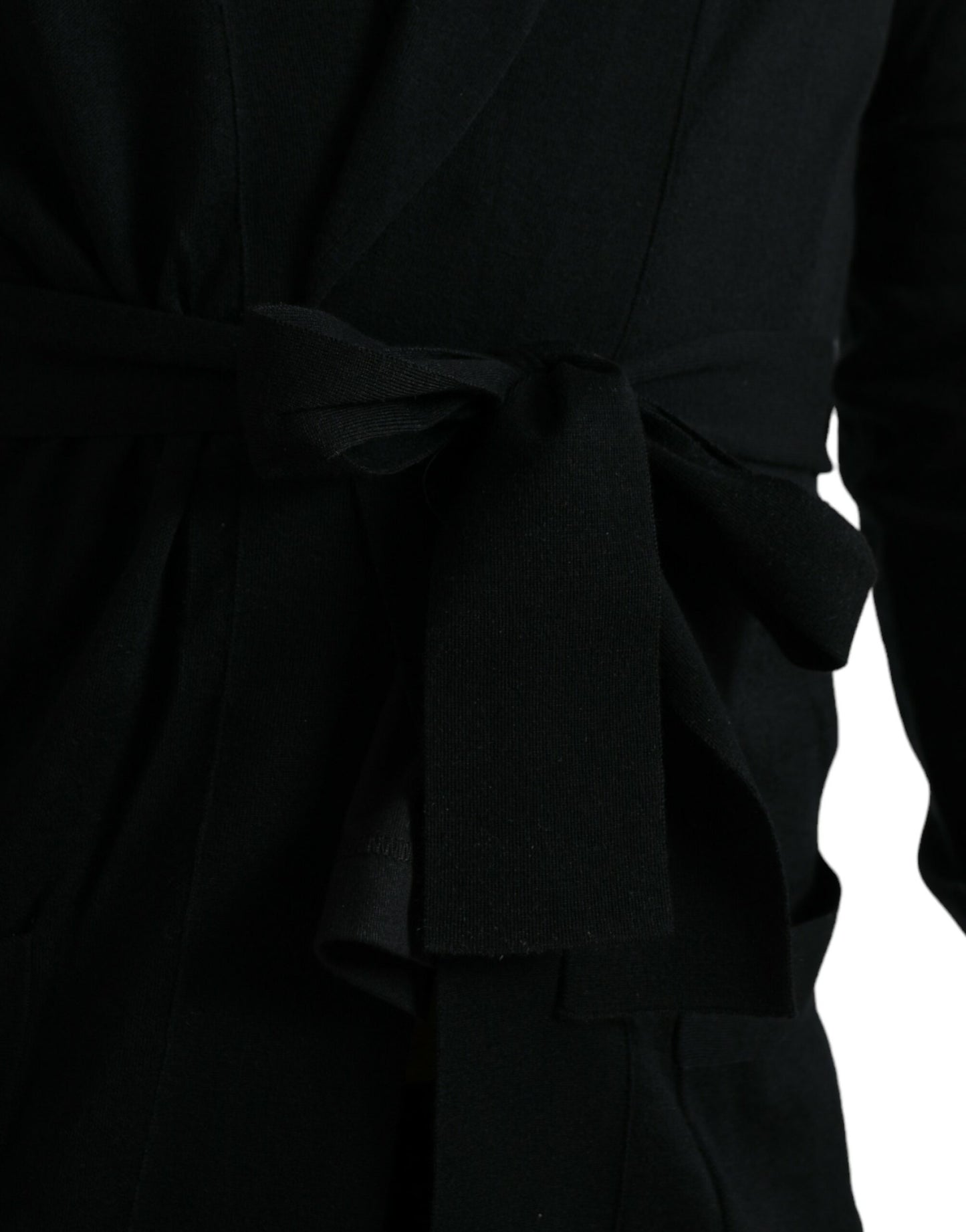 Dolce & Gabbana Elegant Black Cashmere Robe with Waist Belt