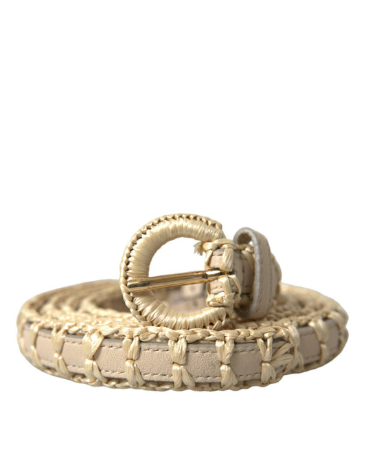 Dolce & Gabbana Elegant Beige Leather Waist Belt