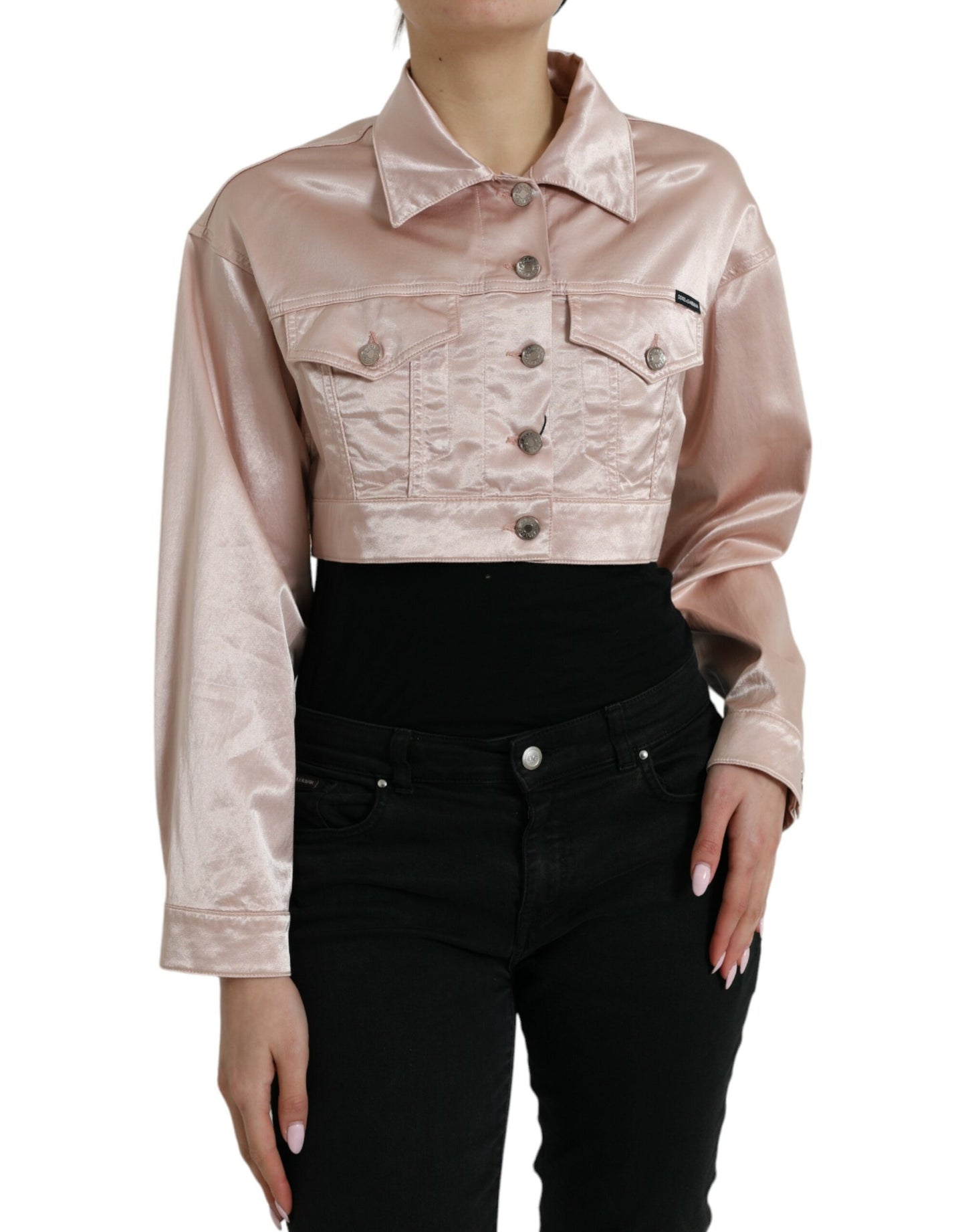 Dolce & Gabbana Elegant Pink Cropped Denim Jacket