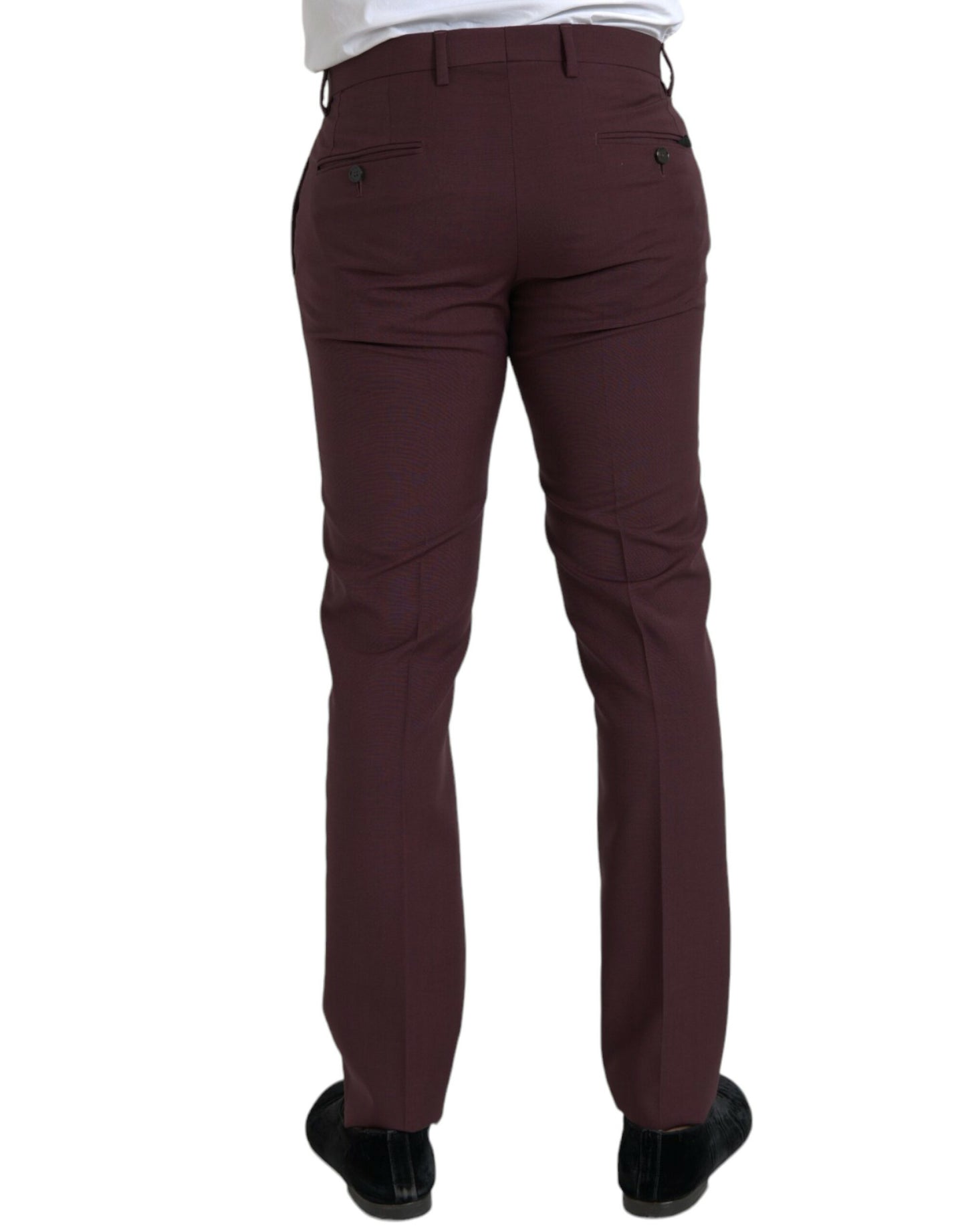 Dolce & Gabbana Maroon Wool Men Slim Fit Dress Pants