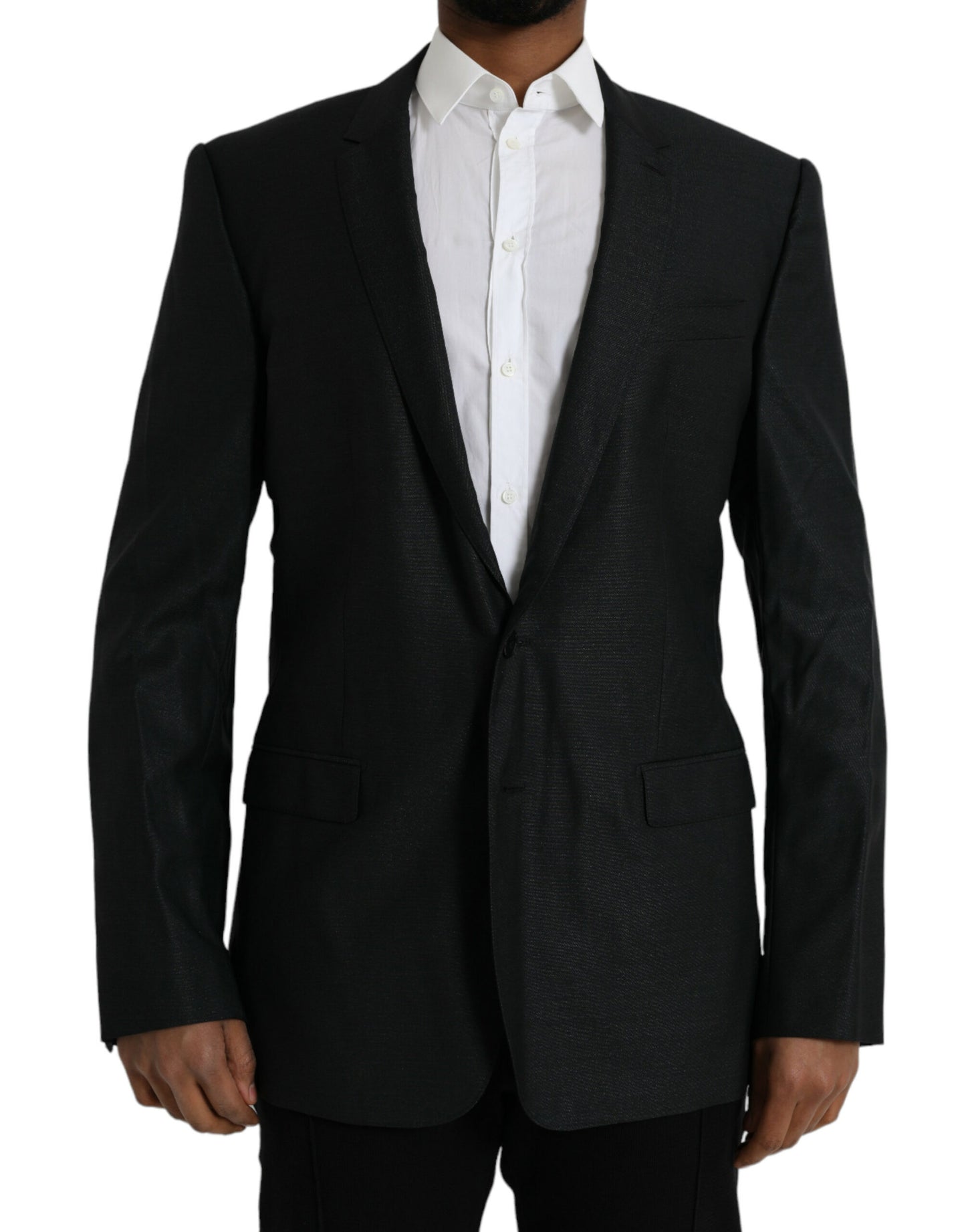 Dolce & Gabbana Black Wool Notch SingleBreasted Coat Blazer