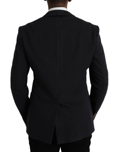 Dolce & Gabbana Dark Blue Crown Bee Double Breasted Blazer