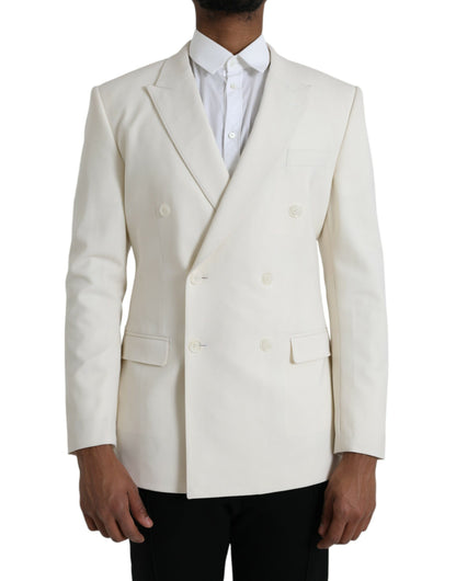 Dolce & Gabbana White Wool MARTINI Double Breasted Blazer