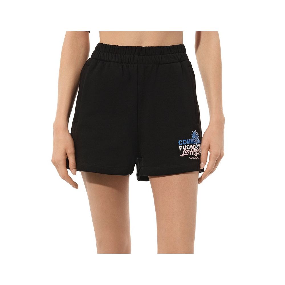 Comme Des Fuckdown Chic Black Cotton Shorts with Side Pockets