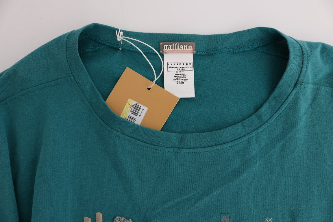 John Galliano Elegant Crewneck Cotton Sweater in Green