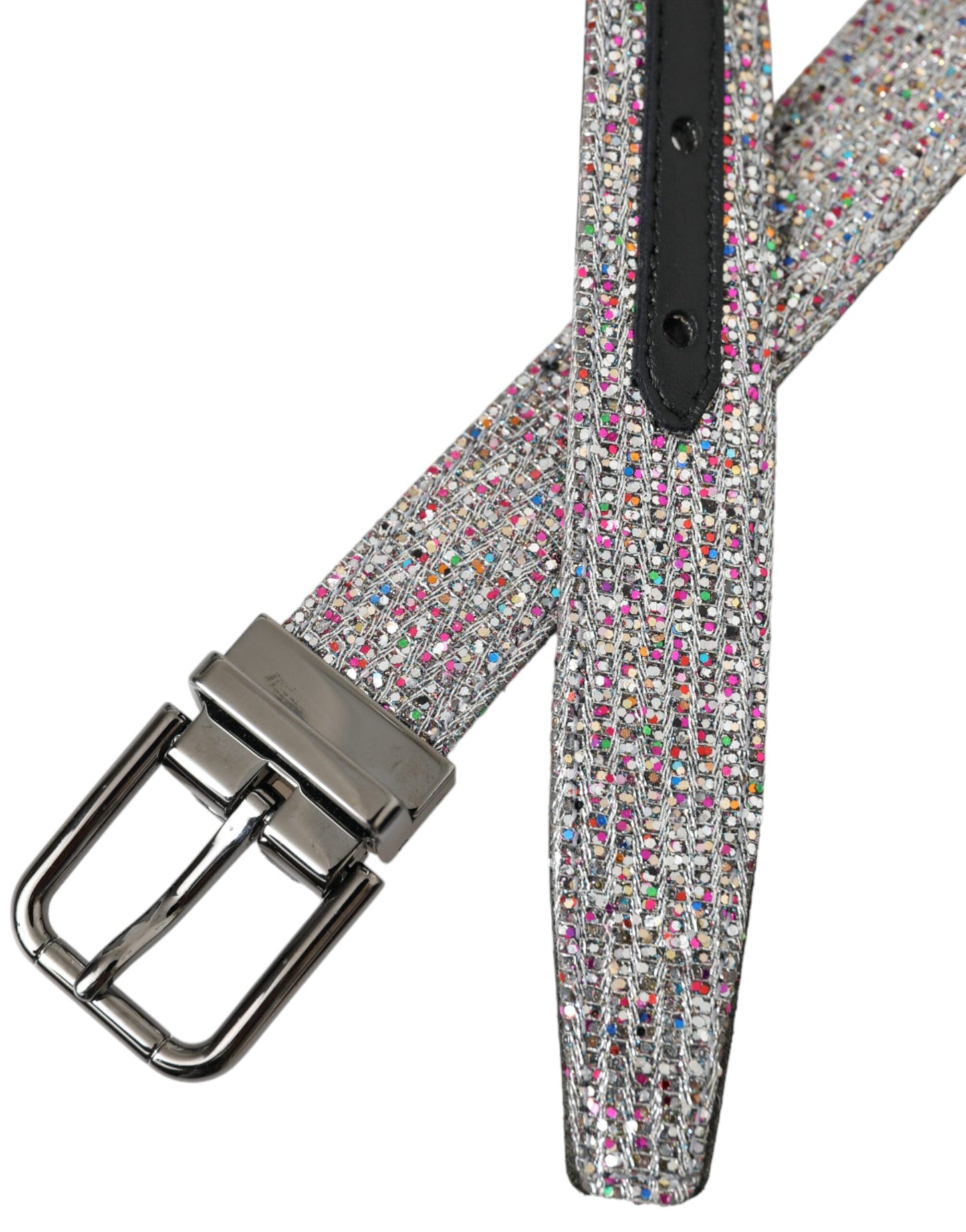 Dolce & Gabbana Multicolor Embellished Silver Metal Buckle Belt