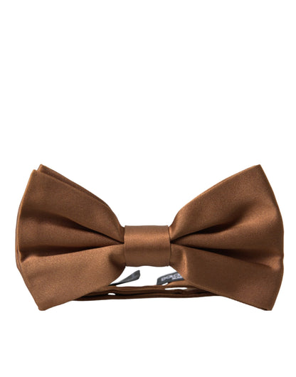 Dolce & Gabbana Brown Silk Adjustable Neck Men Bow Tie