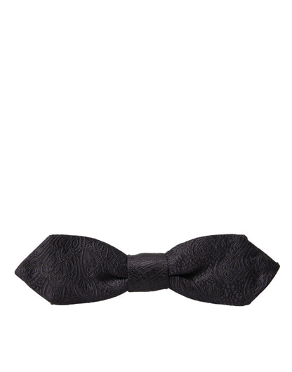 Dolce & Gabbana Black Brocade Silk Adjustable Neck Bow Tie