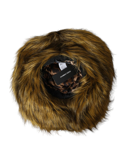 Dolce & Gabbana Brown Modacrylic Faux Fur Bucket Hat