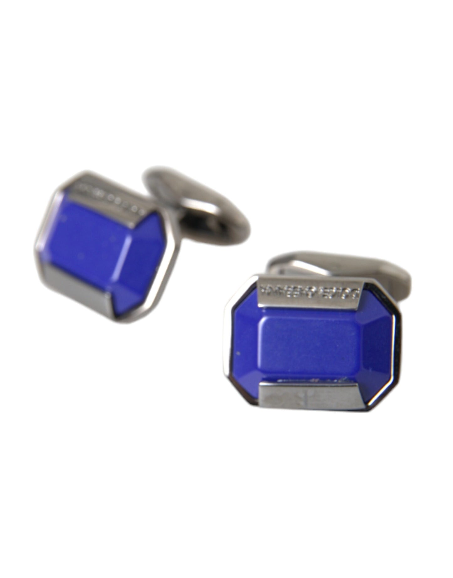 Dolce & Gabbana Silver Plated Brass Pin Crystal Cufflinks