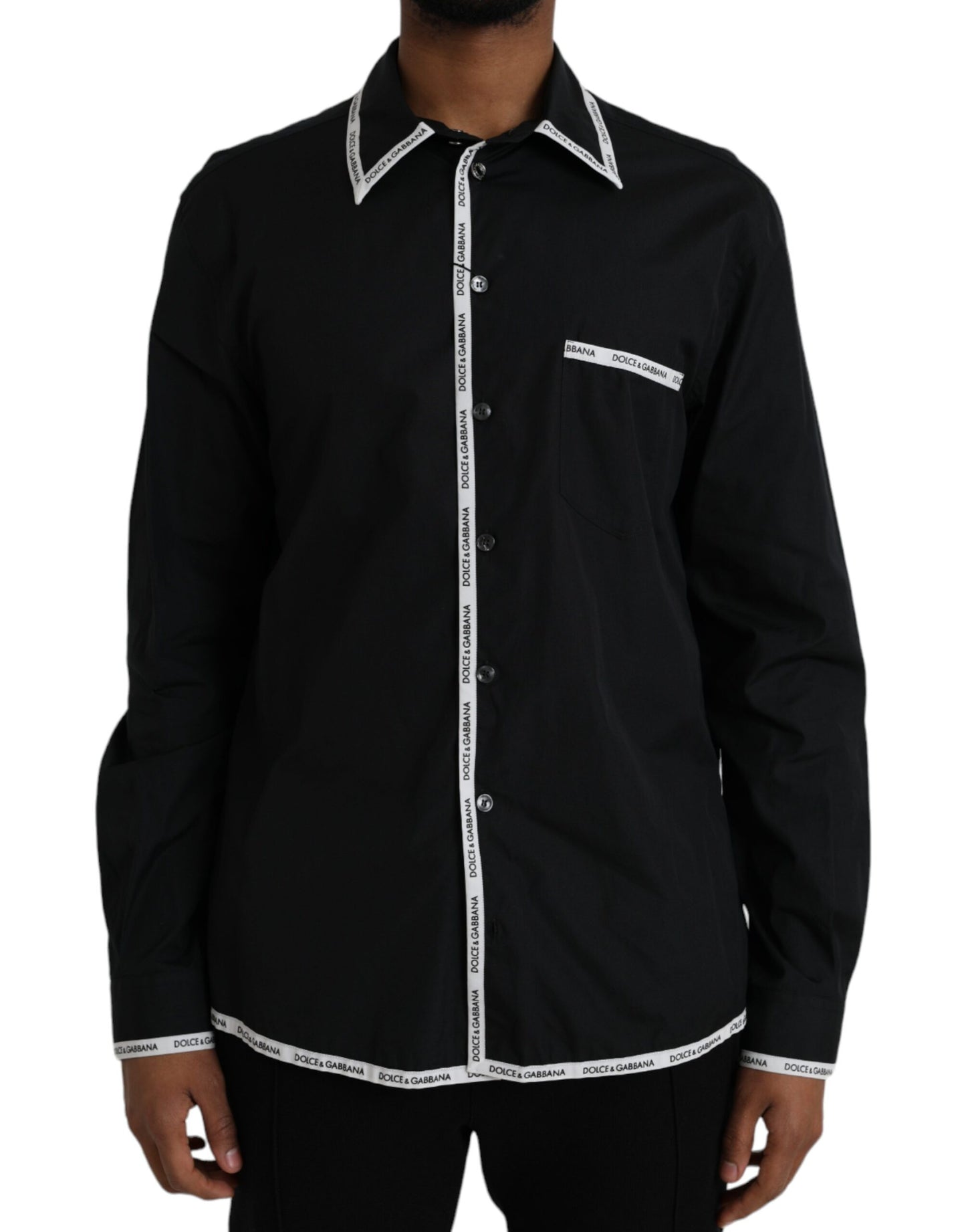 Dolce & Gabbana Black Collared Long Sleeve Cotton Casual Shirt