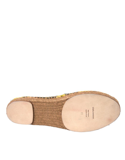 Dolce & Gabbana Multicolor Lemon Slip On Espadrilles Shoes