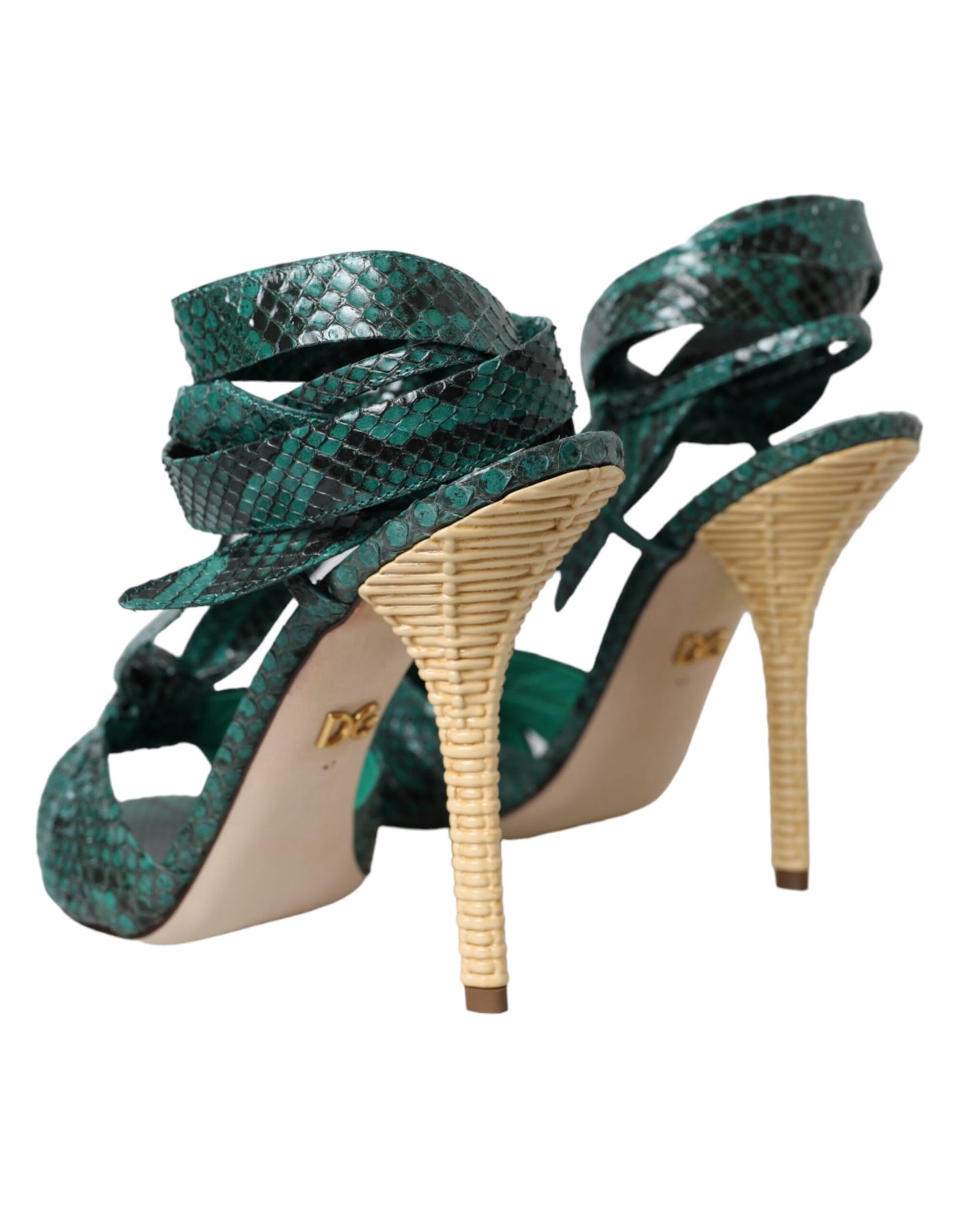 Dolce & Gabbana Green Exotic Leather Heels Sandals Shoes