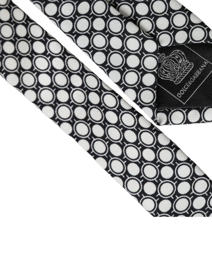 Dolce & Gabbana White Circles 100% Silk Adjustable Tie