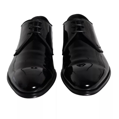 Dolce & Gabbana Black Calfskin Leather Derby Men Dress Shoes