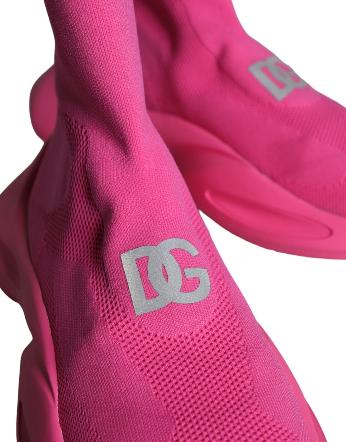 Dolce & Gabbana Pink Logo Print Slip On Socks Sneakers Shoes