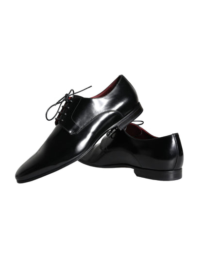 Dolce & Gabbana Black Calfskin Leather Derby Dress Men Shoes