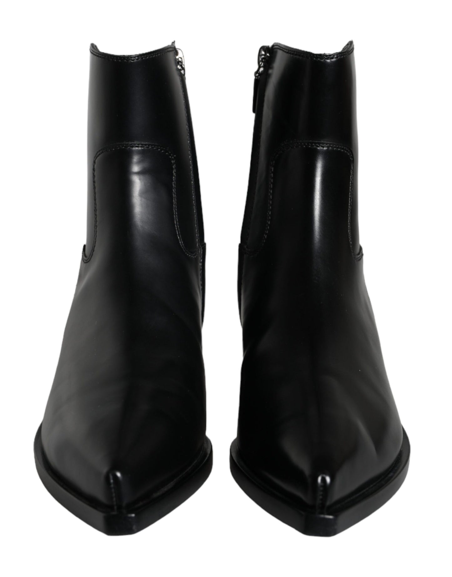 Dolce & Gabbana Black Leather Ankle Boots Booties Shoes