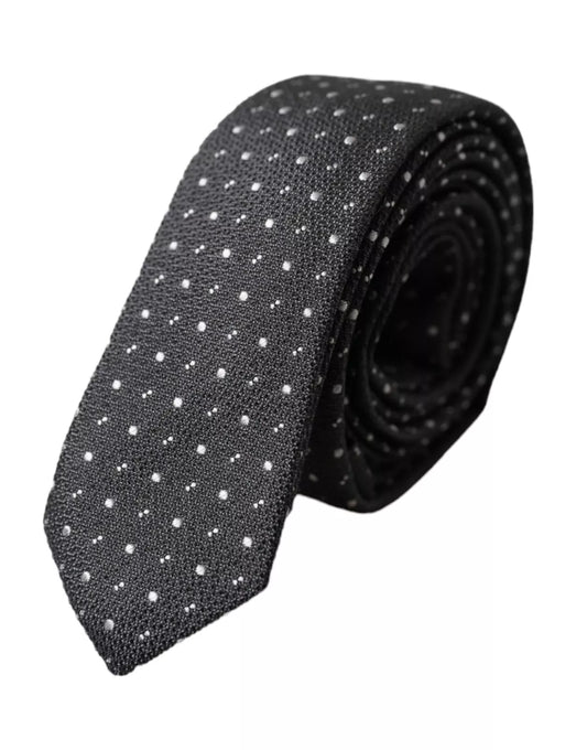 Dolce & Gabbana Black Polka Dot Silk Adjustable Men Tie