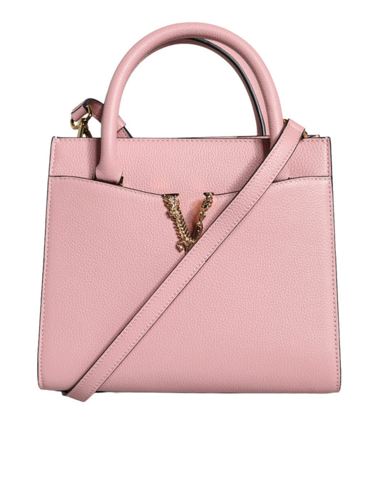 Versace Pink Small Top Handle Grainy Calf Leather Crossbody Bag