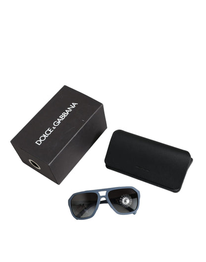 Dolce & Gabbana Blue Metal Frame Rubber Skin Polarized Mirror Lens Sunglasses