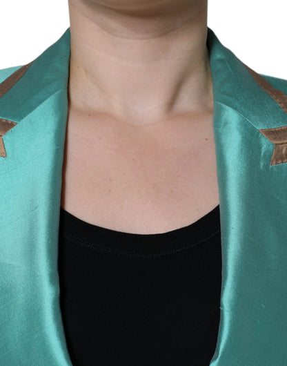 Dolce & Gabbana Metallic Green Single Breasted Blazer Jacket