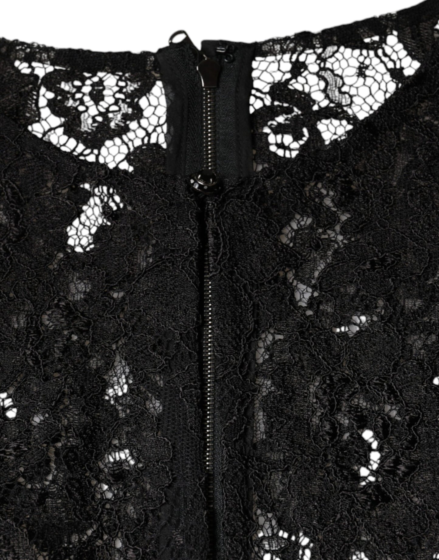 Dolce & Gabbana Black Floral Lace See Through Long Sleeve Top