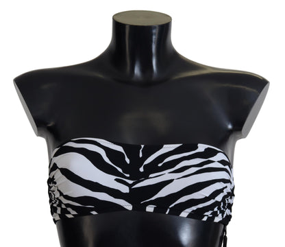 Dolce & Gabbana Black White Zebra Bandeau Swimwear Bikini Top