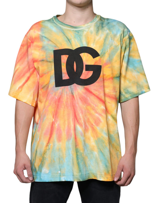 Dolce & Gabbana Multicolor Tie-Dye Logo Cotton T-shirt