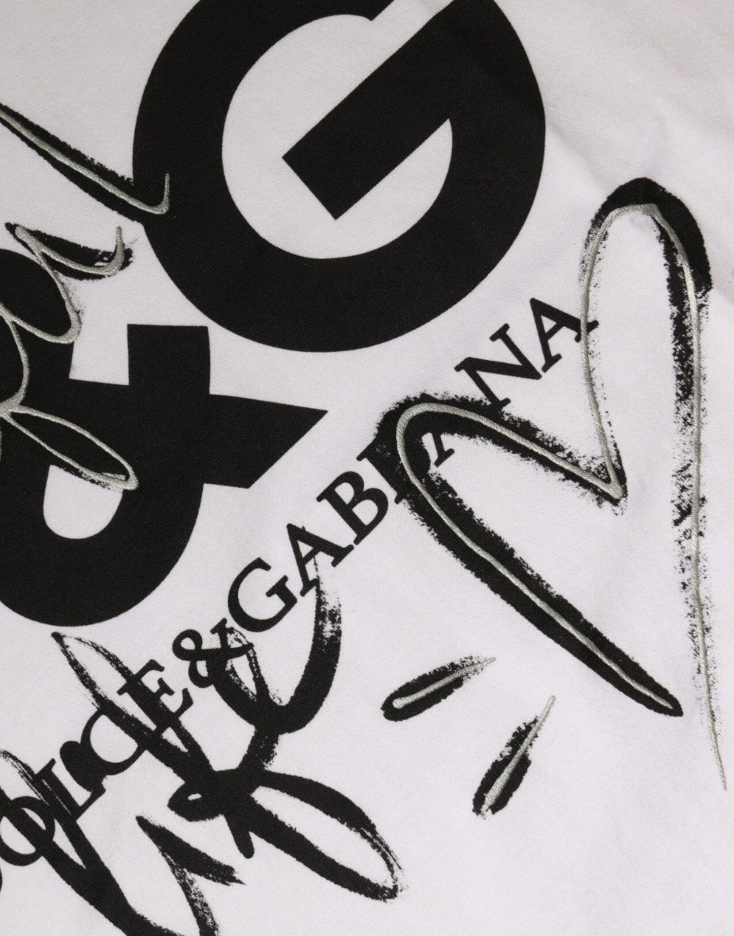 Dolce & Gabbana White Cotton Logo Print Round Neck T-shirt