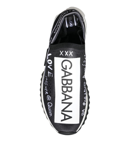 Dolce & Gabbana Black White Sorrento Low Top Sneakers Shoes