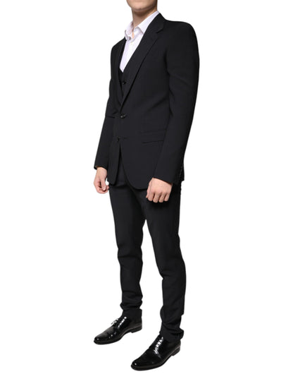 Dolce & Gabbana Black Wool MARTINI Formal 3 Piece Suit