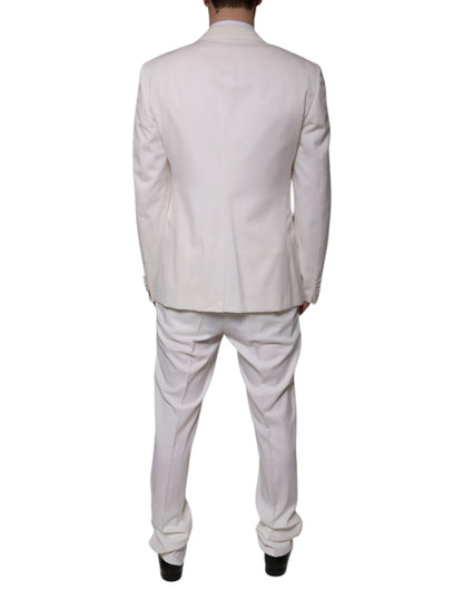 Dolce & Gabbana White Wool Silk 3 Piece SlimFit Formal Suit