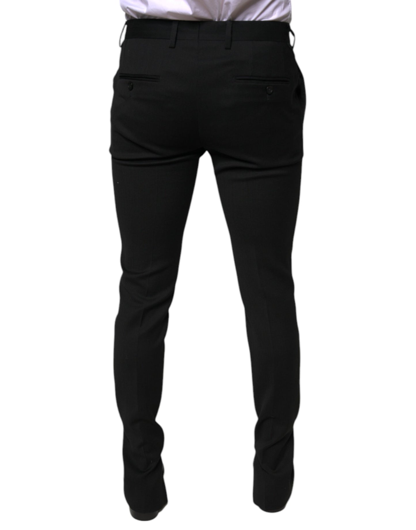 Dolce & Gabbana Black Wool Skinny Formal Dress Pants