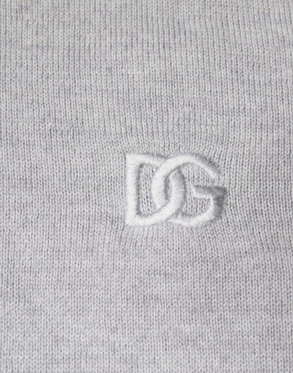 Dolce & Gabbana Light Gray Wool Crew Neck Pullover Sweater