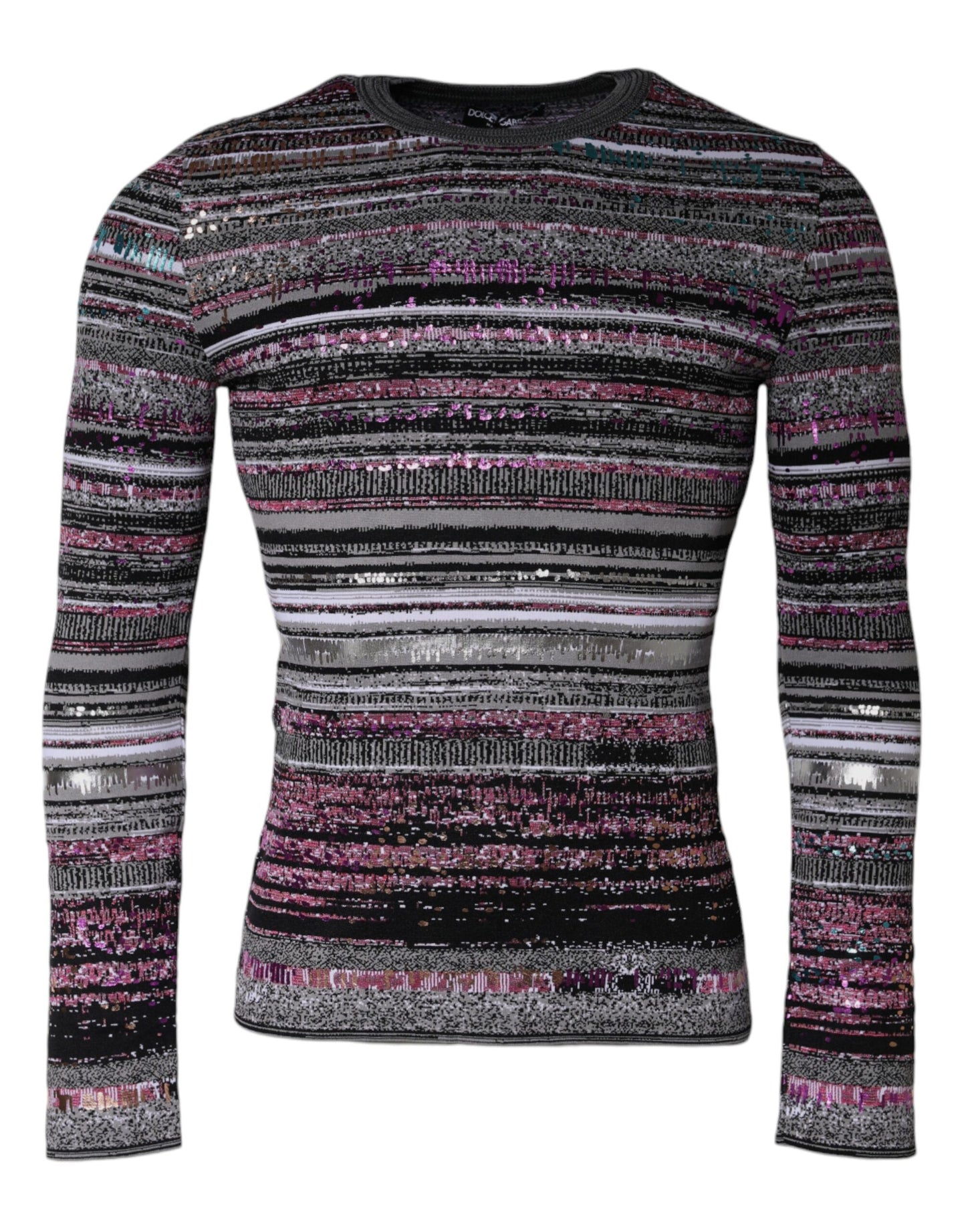 Dolce & Gabbana Multicolor Stripes Crew Neck Pullover Sweater