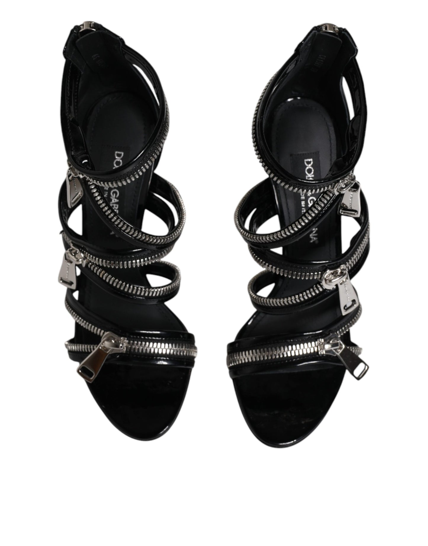 Dolce & Gabbana Black Zipper Ankle Strap Heels Sandals Shoes